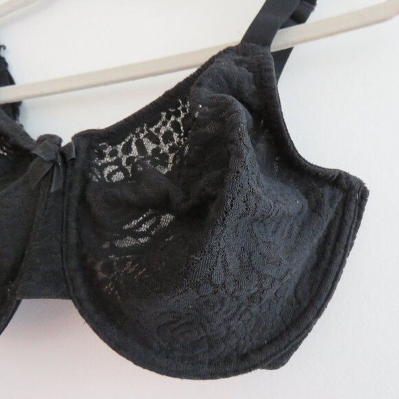 WACOAL Halo Lace Moulded Bra in Black Floral - Size 32G - Picture 3 of 12